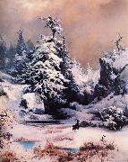 Thomas Moran Winter in the Rockies oil painting on canvas